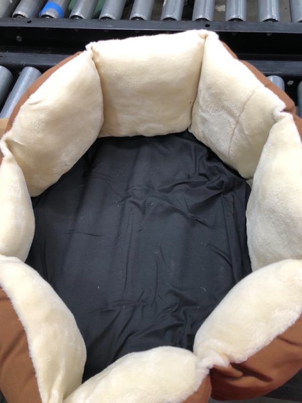 Photo 3 of Amazon Basics Round Bolster Dog or Cat Bed with Flannel Top