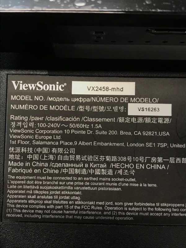 Photo 7 of  ViewSonic VX2458-MHD 24 Inch 1080p 1ms 144 Hz Gaming Monitor with FreeSync Flicker-Free and Blue Light Filter HDMI and DP