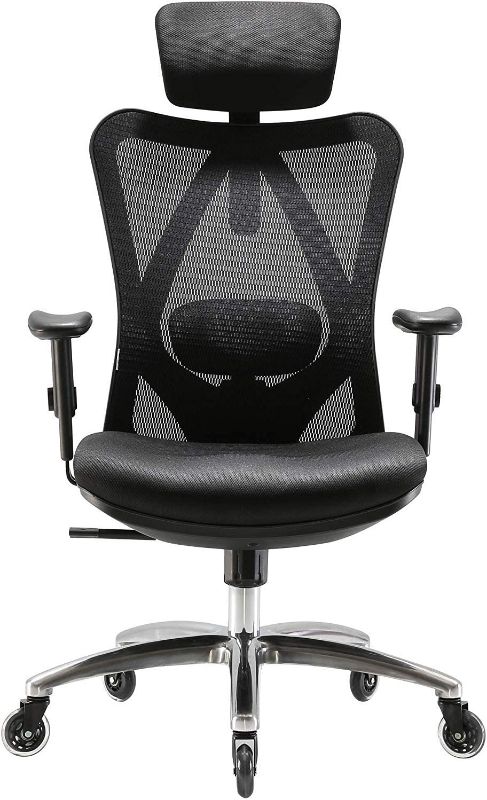 Photo 1 of XUER Ergonomics Office Chair Mesh Computer Desk Chair,Adjustable Headrests Chair Backrest and Armrest's Mesh Chair (Black)