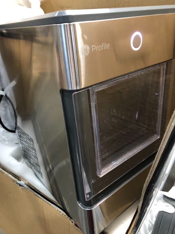 Photo 2 of GE Profile Opal | Countertop Nugget Ice Maker with Side Tank | Portable Ice Machine with Bluetooth Connectivity | Smart Home Kitchen Essentials | Stainless Steel Finish | Up to 24 lbs. of Ice Per Day
//missing components //tested power on 