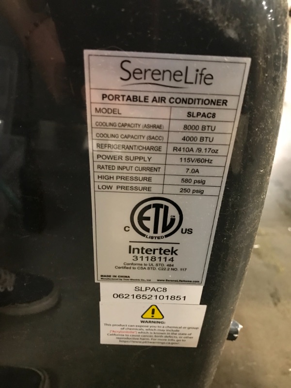 Photo 6 of 3-in-1 Portable Air Conditioner with Built-in Dehumidifier Function,Fan Mode, Remote Control, Complete Window Mount Exhaust Kit
//MISSING COMPONENTS //UNABLE TO TEST //PARTS ONLY //PLUNG IS DAMAGED  //DIRTY