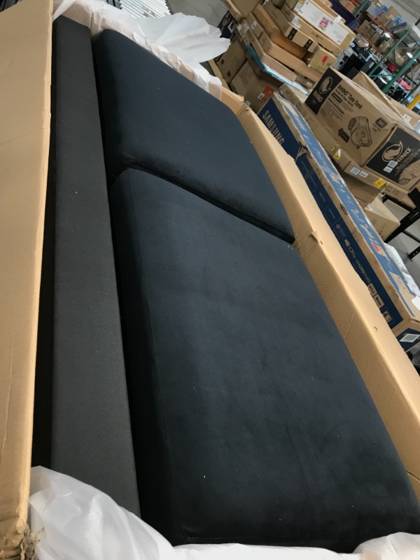 Photo 2 of  Modern Large Velvet Fabric Sectional Sofa L Shape Couch with Extra Wide Chaise Lounge, Black-UNKNOWN MODEL 
//MISSING PARTS & HARDWARE //BOX 2/3 //INCOMPLETE 