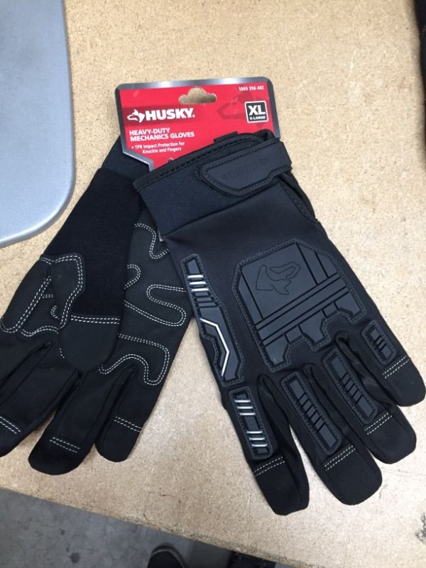 Photo 2 of (3 PAIRS) (2 SETS) Husky X-Large Synthetic Leather Performance Impact Work Glove with Touchscreen Capability, Black
