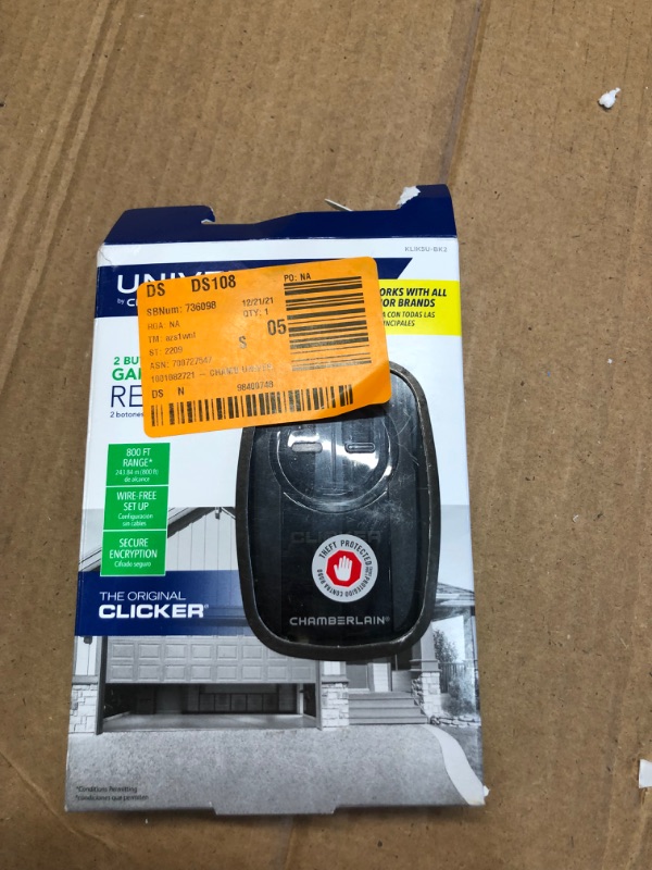 Photo 2 of Chamberlain KLIK3U-BK2 Black Universal Garage Door Remote Two Button
