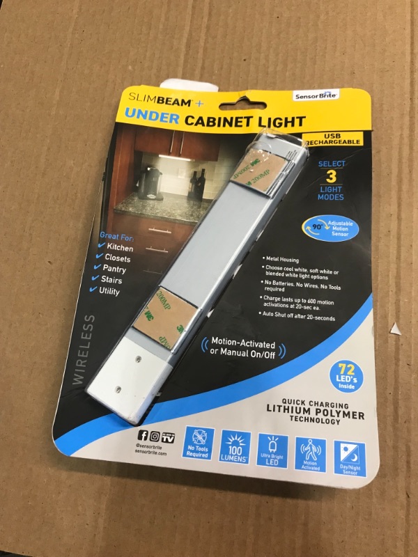 Photo 2 of Sensor Brite Slim Beam+ Magnetic Under Cabinet Light, Motion Sensor LED Light, Closet/Wardrobe Light, USB Rechargeable, Ultra-Thin Countertop, Kitchen
