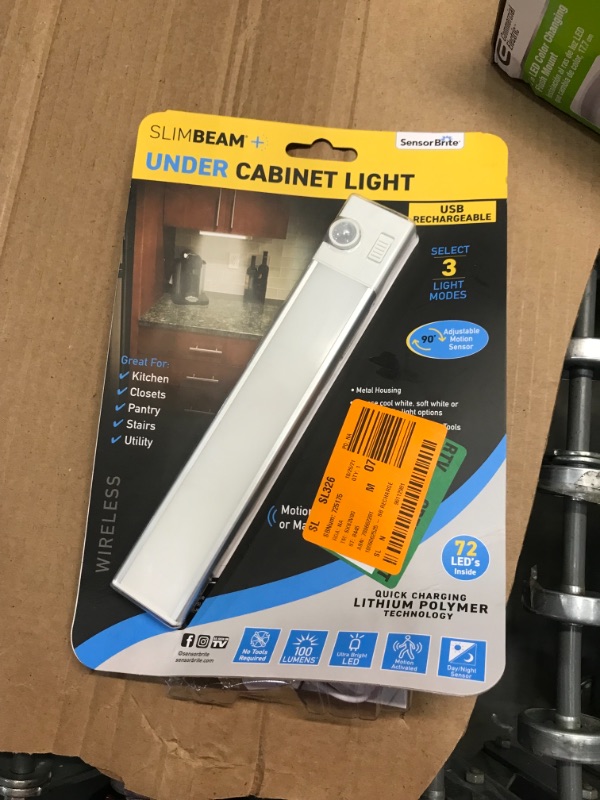 Photo 2 of Sensor Brite Slim Beam+ Magnetic Under Cabinet Light, Motion Sensor LED Light, Closet/Wardrobe Light, USB Rechargeable, Ultra-Thin Countertop, Kitchen
