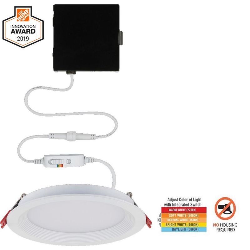 Photo 1 of Commercial Electric 91479 6 in. Slim Baffle Color Selectable New Construction & Remodel Canless Recessed Integrated LED Kit
