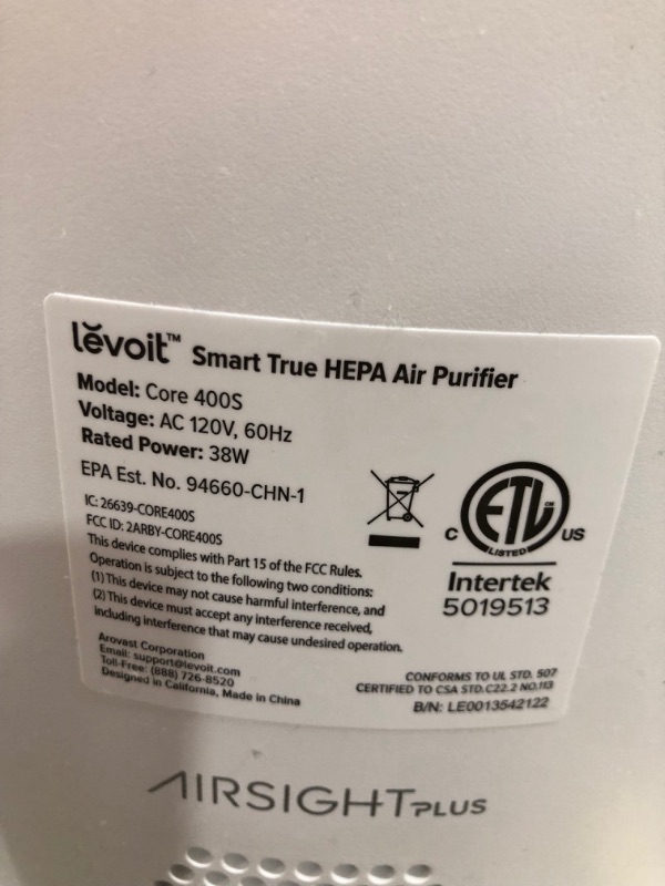 Photo 3 of LEVOIT Air Purifiers for Home Large Room, Smart WiFi and Alexa Control, H13 True HEPA Filter for Allergies, Pets, Smoke, Dust in Bedroom, Auto Mode, M
