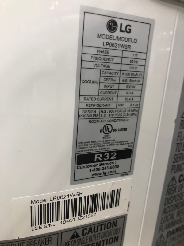 Photo 7 of compressor not coming on 
LG 6,000 BTU (DOE) / 8,000 BTU (ASHRAE) Portable Air Conditioner, Cools 250 Sq.Ft. (10' x 25' room size), Quiet Operation, LCD Remote, Window Installation Kit Included, 115V