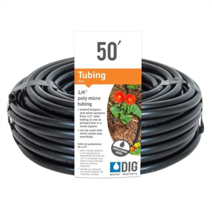 Photo 1 of 12 items 
DIG 1/4 in. x 50 ft. Poly Micro Drip Tubing
($5 x 12)