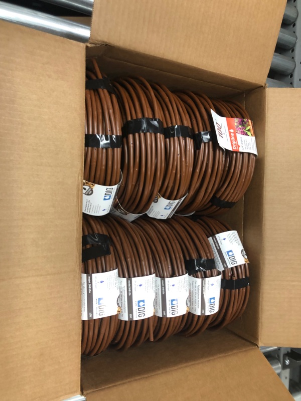 Photo 3 of 10 items 
DIG 1/4 in. Emitter Tubing 100 ft. W/6 in. Spacing in Brown
($23 x 10)