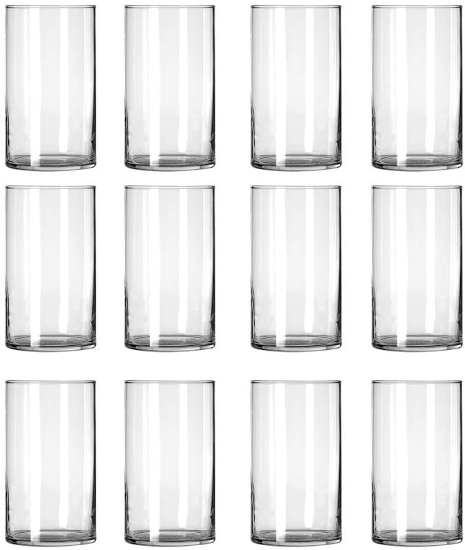 Photo 1 of 12 Pack Clear Glass Cylinder Vases, Table Flowers Vase,for Wedding Decrations and Formal Dinners (6 Inch)