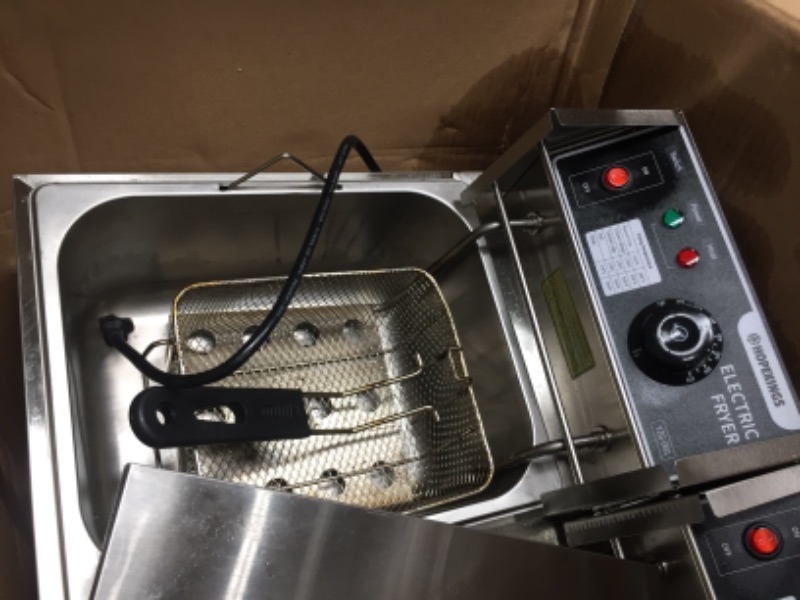 Photo 3 of ***PARTS ONLY*** Hopekings Commercial Deep Fryer with Baskets & Lids, 12.7QT Electric Deep Fryer with Temperature Control, Stainless Steel, Double Countertop Oil Fryer for French Fries Fish Restaurant Home Kitchen
