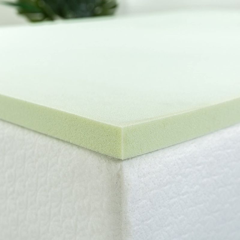 Photo 1 of **USED AND SIZE UNKNOWN**
1.5 Inch Green Tea Memory Foam Mattress Topper / Pressure-Relieving Layers / CertiPUR-US Certified, 