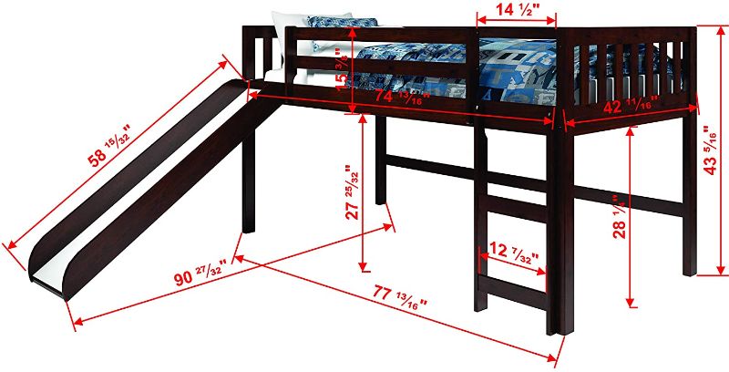 Photo 1 of **INCOMPLETE, BOX 1 OF 2 ONLY , BOX 2 OF 2 MISSING**ACTUAL COLOR IS DIFFERENT**
Donco Kids Mission Low Loft Bed 



