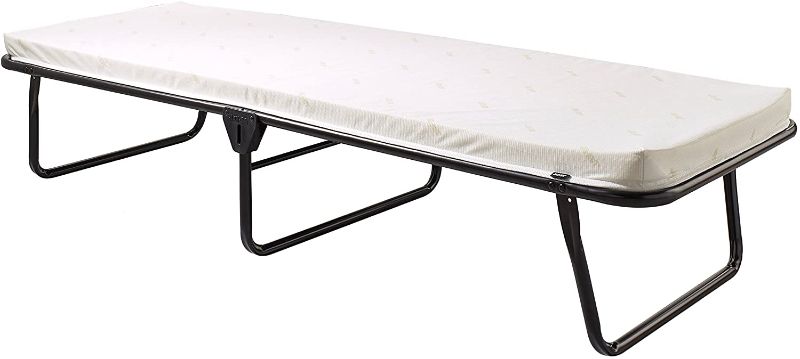 Photo 1 of ***HAS STAINED ON THE BED***Jay-Be Saver Folding Cot Bed with Rebound e-Fibre Mattress, Lightweight, Regular (101702), Black/White
