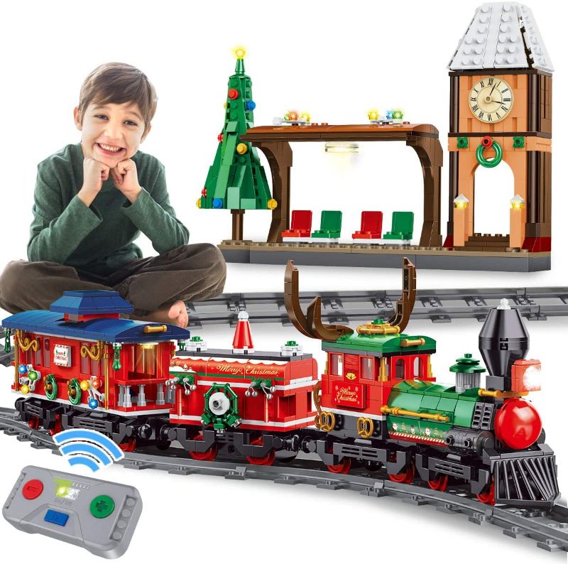 Photo 1 of PANLOS 1217 PCS Christmas Train Set, STEM Building Block Kit with 2.4GHz Remote Control