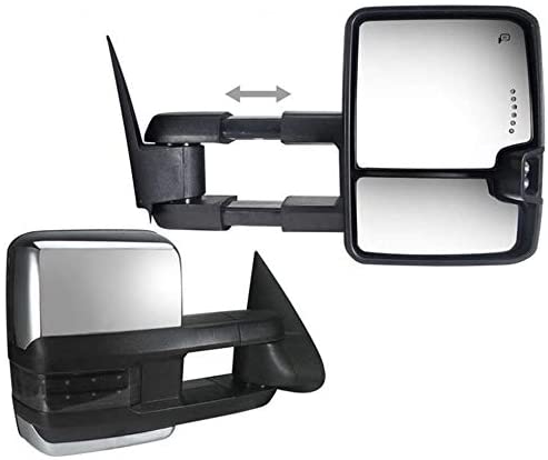 Photo 1 of (2 PACK) Nova for 03-06 Chevy GMC Silverado Sierra Tahoe Suburban Avalanche Truck Power Heated Side Towing Mirrors Arrow+ Smoke LED Signal + Backup Light Chrome Cover Pair 2003 2004 2005 2006 
