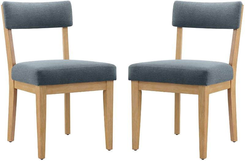 Photo 1 of Amazon Brand – Stone & Beam Bergen Upholstered Dining Chair with Wood Legs, Set of 2, 20"W, Gray
