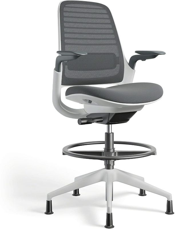 Photo 1 of Steelcase Series 1 Office stool, Graphit
//back of chair is damaged/ cannot attach to bottom of the seat // the bottom of chair cannot be lowered // missing hardware
