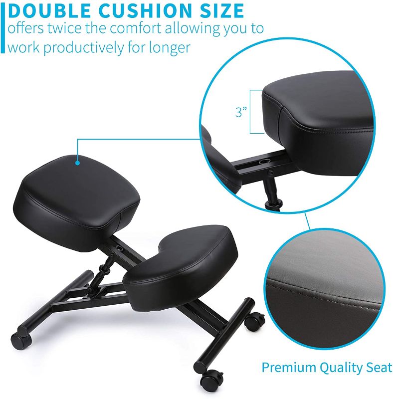 Photo 1 of DRAGONN by VIVO Ergonomic Kneeling Chair, Adjustable Stool for Home and Office - Improve Your Posture with an Angled Seat - Thick Comfortable Cushions, Black, DN-CH-K01B
