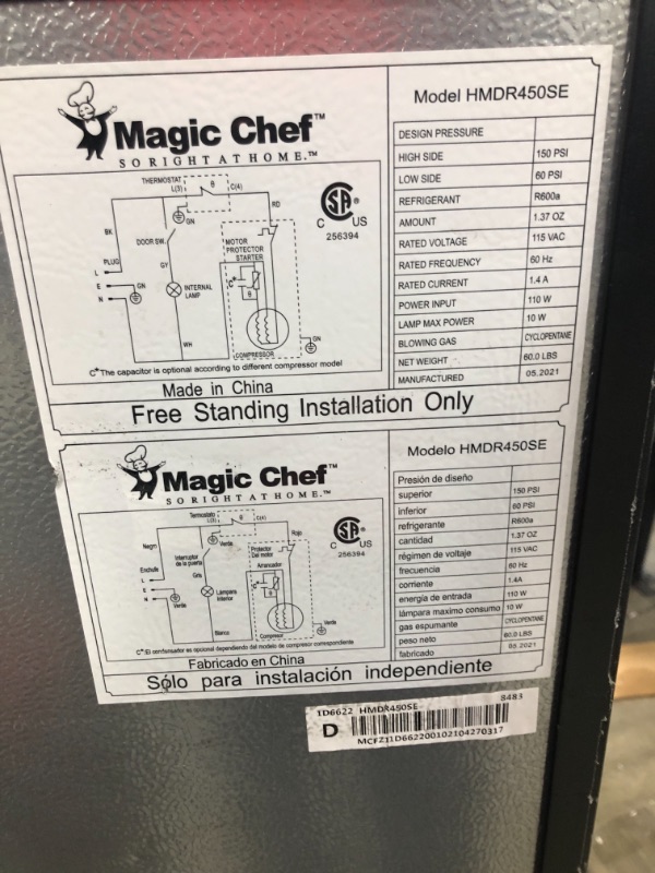 Photo 6 of ***PARTS ONLY***Magic Chef 3.1 cu. ft. Mini Refrigerator in Stainless Look (Stainless Steel)
?20.3 x 18.7 x 33.5 inches