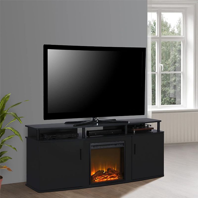 Photo 1 of Ameriwood Home Carson Electric Fireplace TV Console for TVs up to 70", Black
DAMAGED FROM SHIPPING,. PLEASE SEE PHOTOS