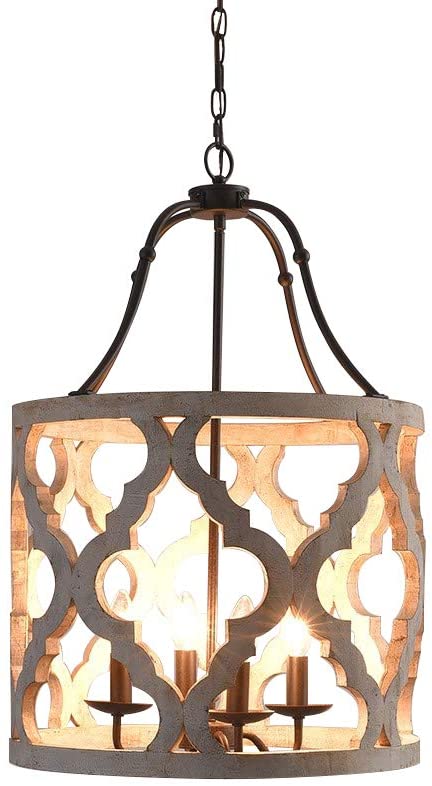 Photo 1 of Jiuzhuo Vintage Distressed White Carved Wood 4-Light Lantern Farmhouse Chandelier Lighting Hanging Ceiling Fixture in Rust
AS IS USED, HARDWARE NOT IN ORIGINAL PACKAGING, PLEASE SEE PHOTOS 
