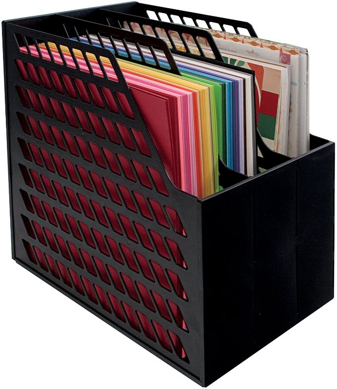 Photo 1 of Advantus Storage Studios Easy Access Paper Holder with 3-Slots, 9.5 x 13.5 x 14.5 Inches, Black (CH92579)
AS IS USED