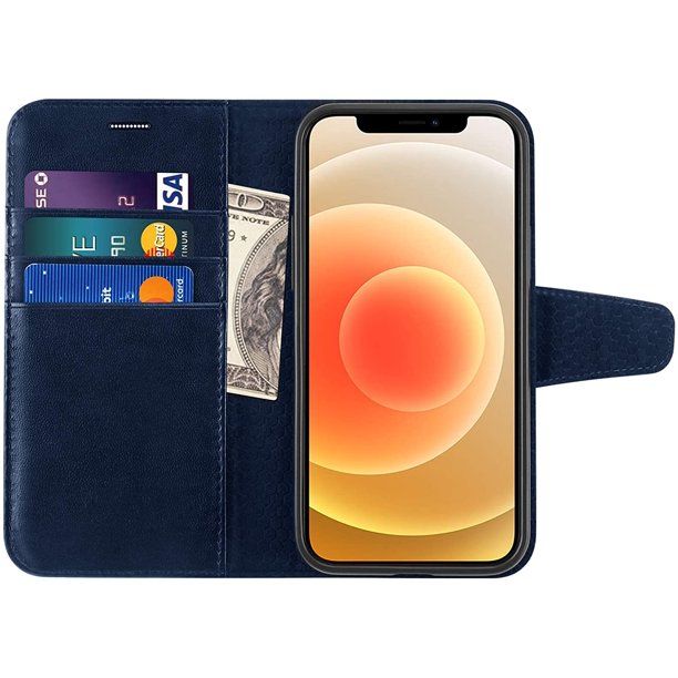 Photo 1 of Heafitlth Compatible with iPhone 12/12 Pro Wallet Case with Card Holder, Durable PU Leather Kickstand Flip Folio Cover, Shockproof Case with Magnetic
