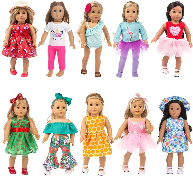 Photo 1 of HOAYO 6PCS Girl Doll Clothes Dress and Accessories for American 18 Inch Dolls,Girl Doll Outfits with Hair Bands, Hats
AS IS STYLES VARY 