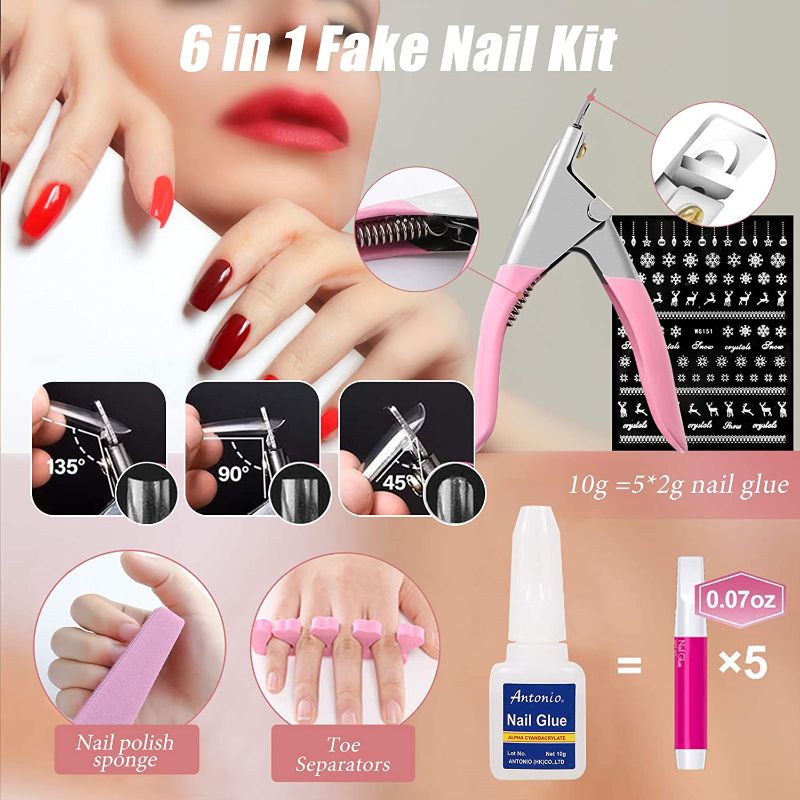 Photo 1 of Inmorven Clear Acrylic Nail Tips,500pcs False Nails With Glue Press on Nail Acrylic Nail Kit,10 Sizes Half Cover French False Nail With Case, 6 extra set gift.
