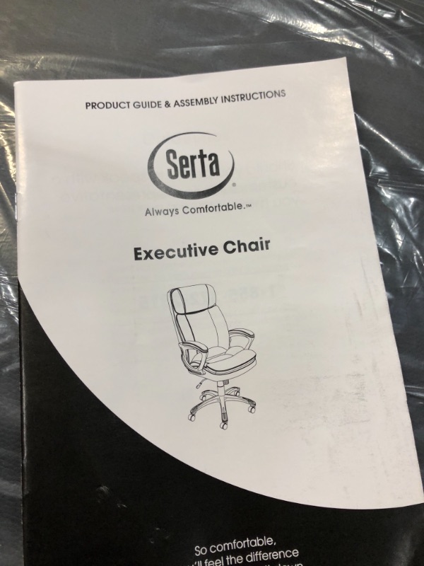 Photo 2 of Serta Big & Tall Executive Office Chair High Back All Day Comfort Ergonomic Lumbar Support, Bonded Leather, Black
