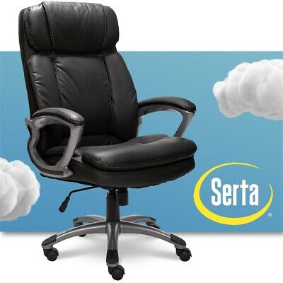 Photo 1 of Serta Big & Tall Executive Office Chair High Back All Day Comfort Ergonomic Lumbar Support, Bonded Leather, Black
