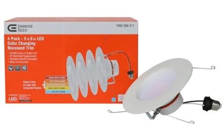 Photo 1 of 5/6 in. Matte White Integrated LED Recessed Trim 5-Ways (4-Pack)
