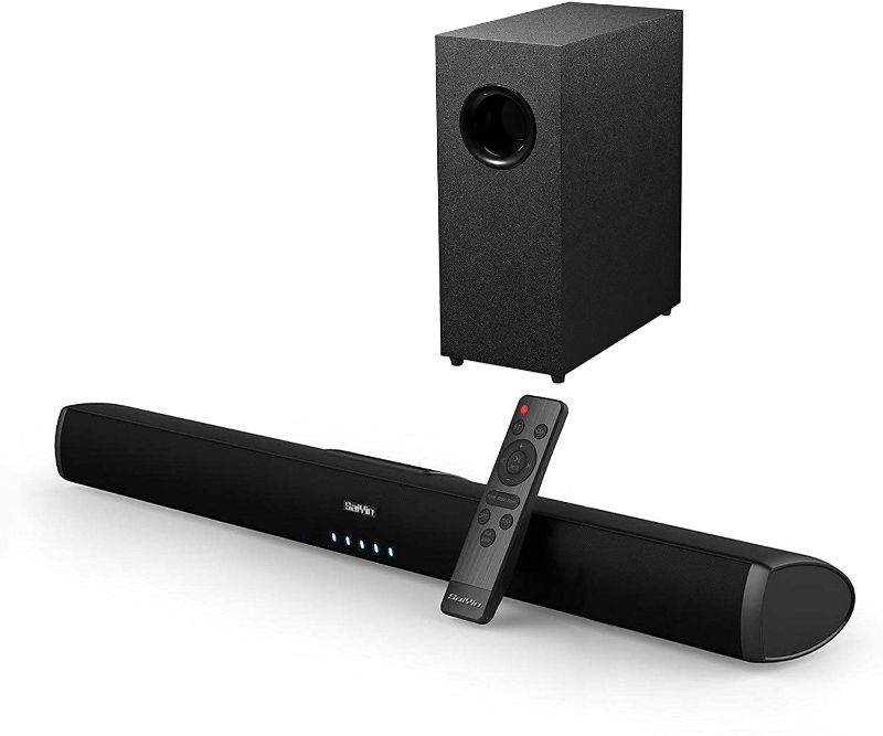 Photo 1 of Saiyin Soundbar, Sound Bars for TV with Subwoofer, Ultra Slim 24 Inch Bluetooth, 2.1 Channel TV Speakers Surround Sound System Opt/AUX Connectivity.
