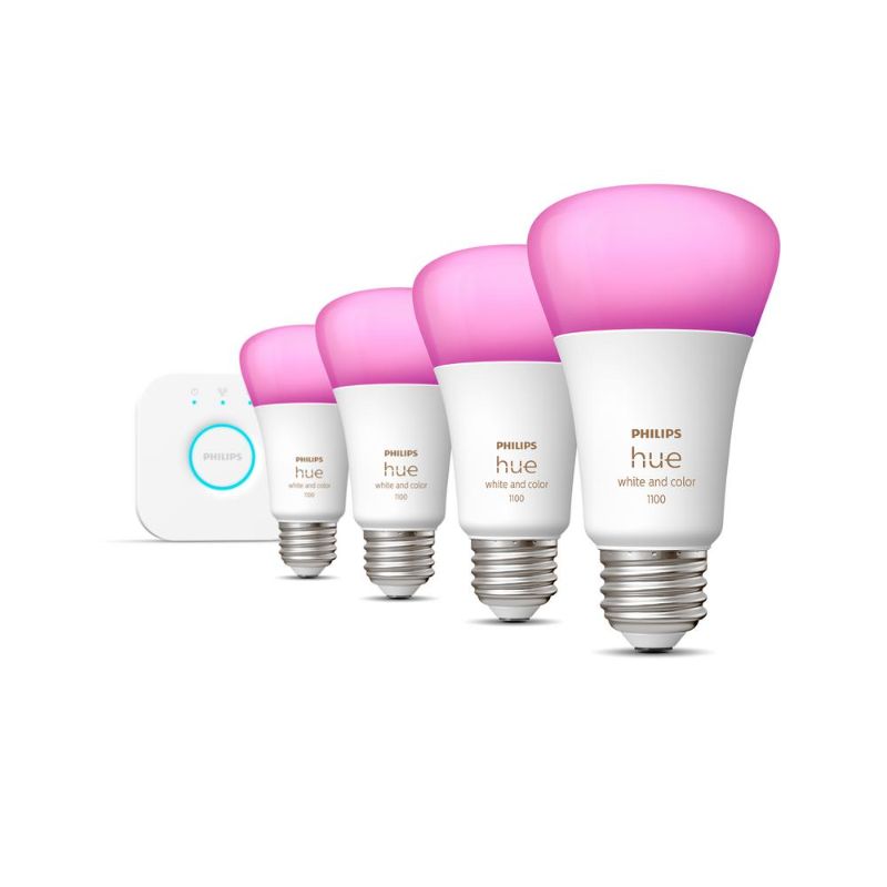 Photo 1 of Philips Hue A19 RGB 4-Pack Bulb Starter Kit with Hub
