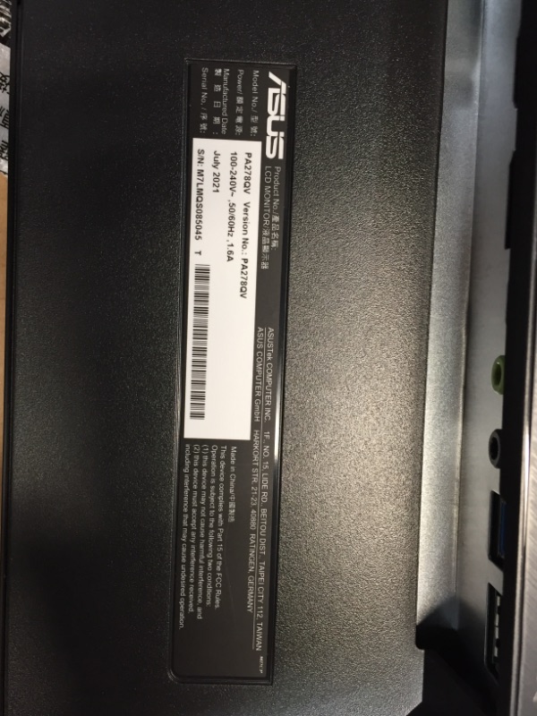 Photo 9 of ASUS ProArt Display PA278QV 27” WQHD (2560 x 1440) Monitor, 100% sRGB/Rec. 709 ?E < 2, IPS, DisplayPort HDMI DVI-D Mini DP, Calman Verified,...
NON-FUNTIONAL*SEELING AS PARTS ONLY*