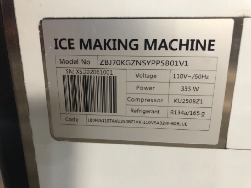 Photo 4 of **PARTS ONLY AND DISPLAY BROKEN***VEVOR 110V Commercial ice Maker 155LBS/24H with 39LBS Bin and Electric Water Drain Pump, Clear Cube, Stainless Steel Construction, Auto Operation, Include Water Filter 2 Scoops and Connection Hose
