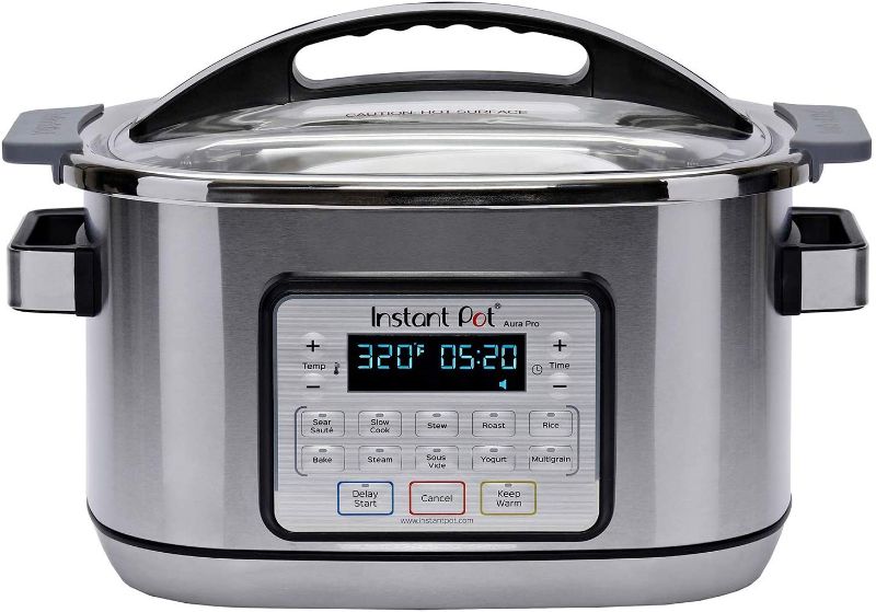 Photo 1 of Instant Pot Aura Pro Multi-Use Programmable Slow Cooker with Sous Vide, 8 quart, Silver (AURA PRO 8QT)
