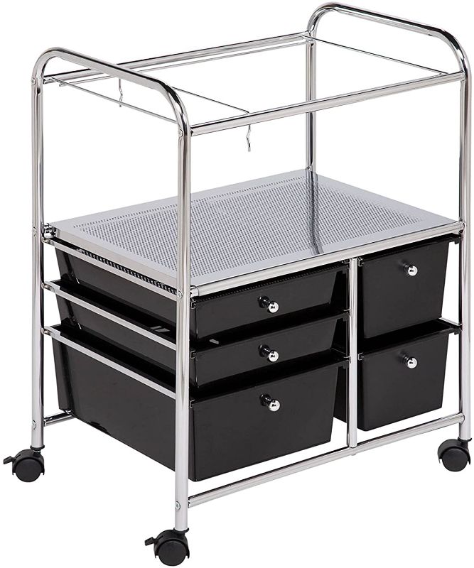 Photo 1 of Honey-Can-Do CRT-01512 5-Drawer Hanging File Cart,Chrome Finish
