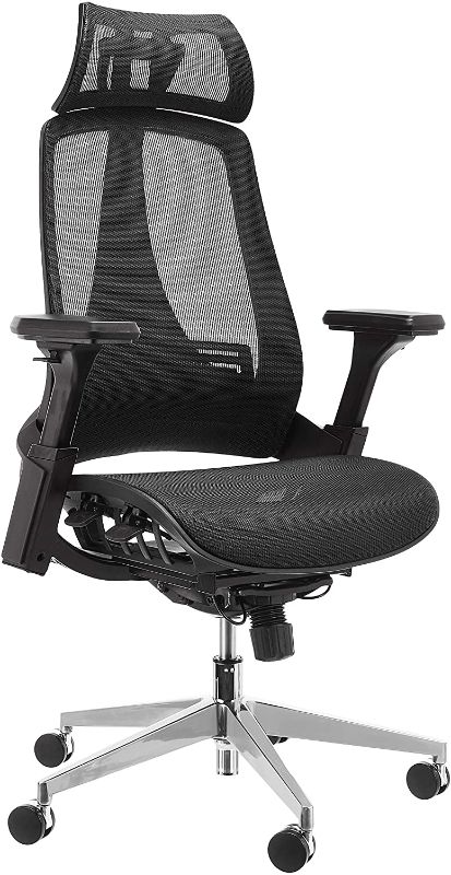 Photo 1 of AmazonCommercial Ergonomic High Back Mesh Chair, with Adjustable 4D Armrests, Headrest, Lumbar Support and Contoured Mesh Seat for Extra Breathability, Black
