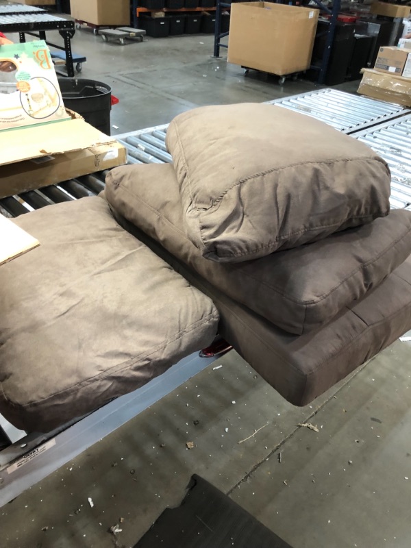 Photo 3 of  Linen-Like Left or Right Hand Chaise Sectional with Ottoman Set, Chocolate
BOX 4 OF 4 ONLY