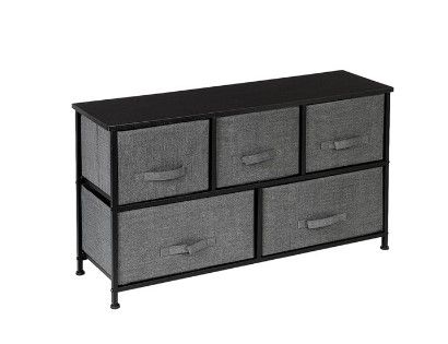 Photo 1 of 2-Tier Closet Dresser, Storage Tower with Drawers and Metal Frame Gray