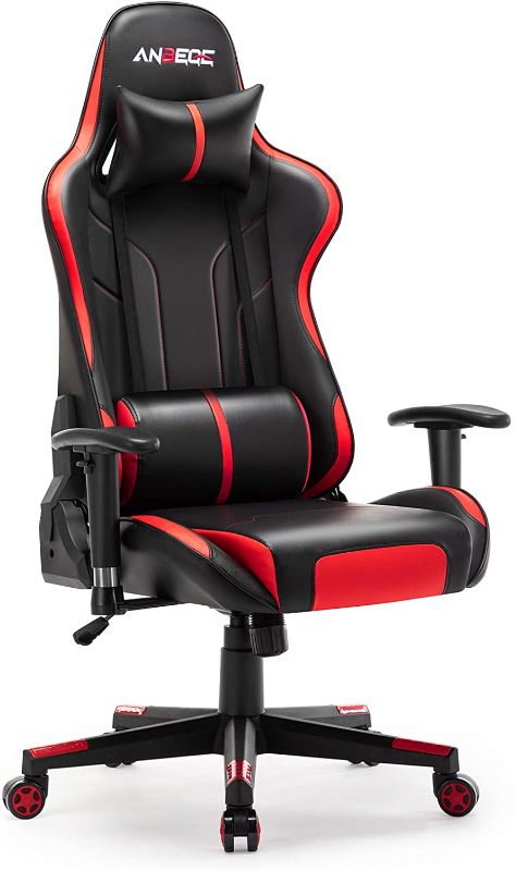 Photo 1 of MISSING HARDWARE***ANBEGE Gaming Chair with 2D Armrest Ergonomic Reclining Video Game Chair Recliner PC Computer Chair with Headrest & Lumbar Support for Adult(Black Red)
