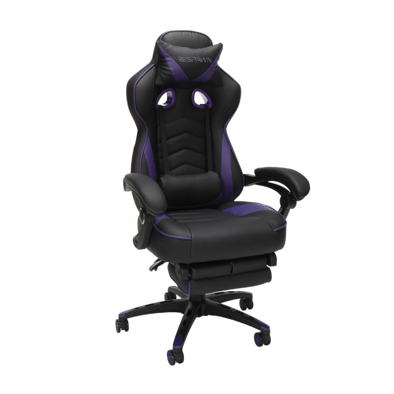 Photo 1 of RESPAWN 110 Racing Style Gaming Chair in Reclining Ergonomic Chair with Footrest in Purple - OFM RSP-110-PUR
