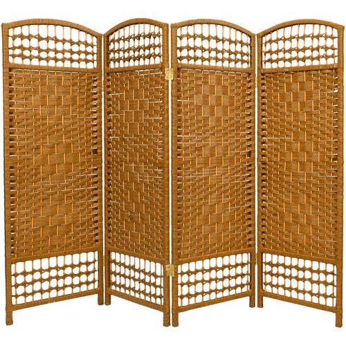 Photo 1 of 4' Oriental Furniture Fiber Weave Room Divider, Light Beige, 4 Panel
