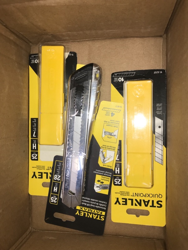 Photo 2 of 1 only Stanley FatMax Retractable Snap - Off Blade Knife
2 packs STANLEY Quickpoint® Snap-Off Blades 10 Ct