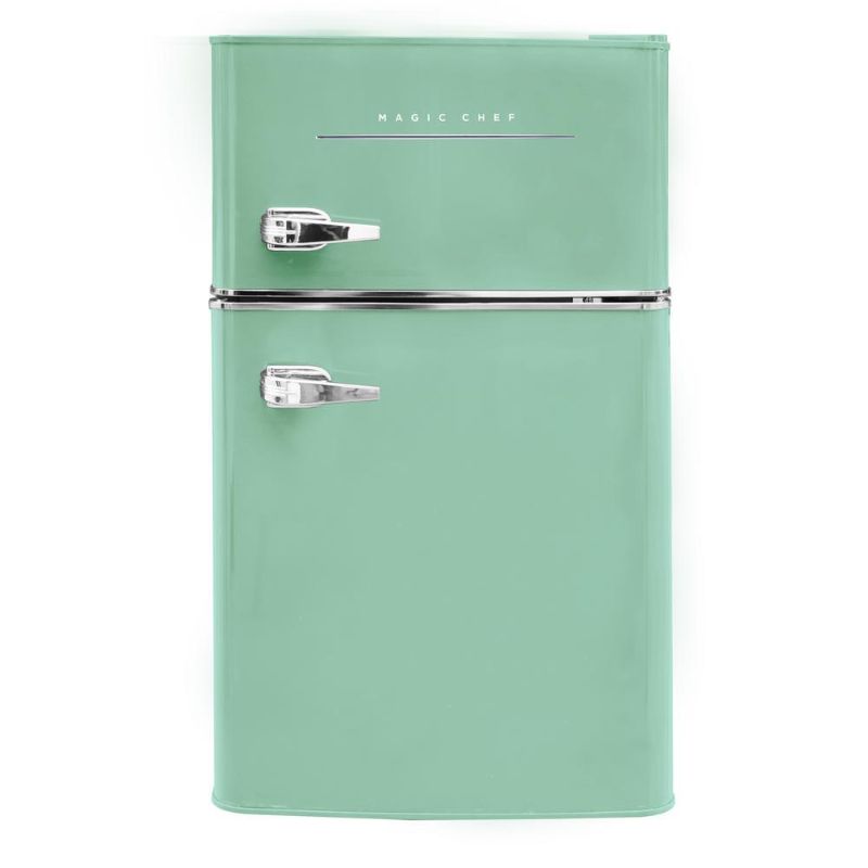 Photo 1 of Magic Chef Retro 3.2 Cu. Ft. 2-Door Mini Fridge in Mint Green
