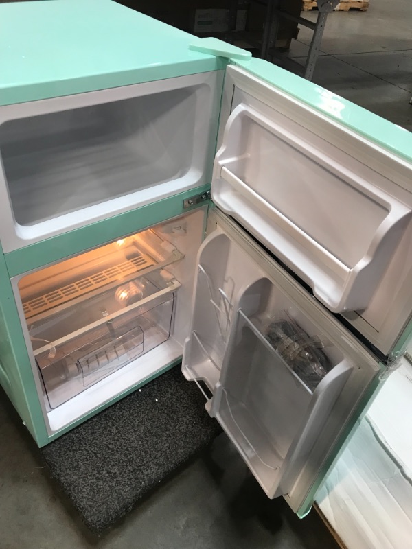 Photo 6 of Magic Chef Retro 3.2 Cu. Ft. 2-Door Mini Fridge in Mint Green
